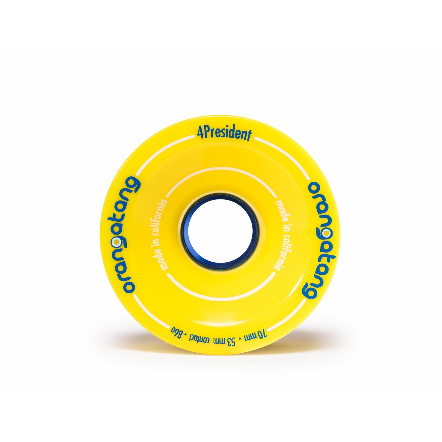 Orangatang 70mm 4President (86a, yellow) longboard skateboard wheel (front)