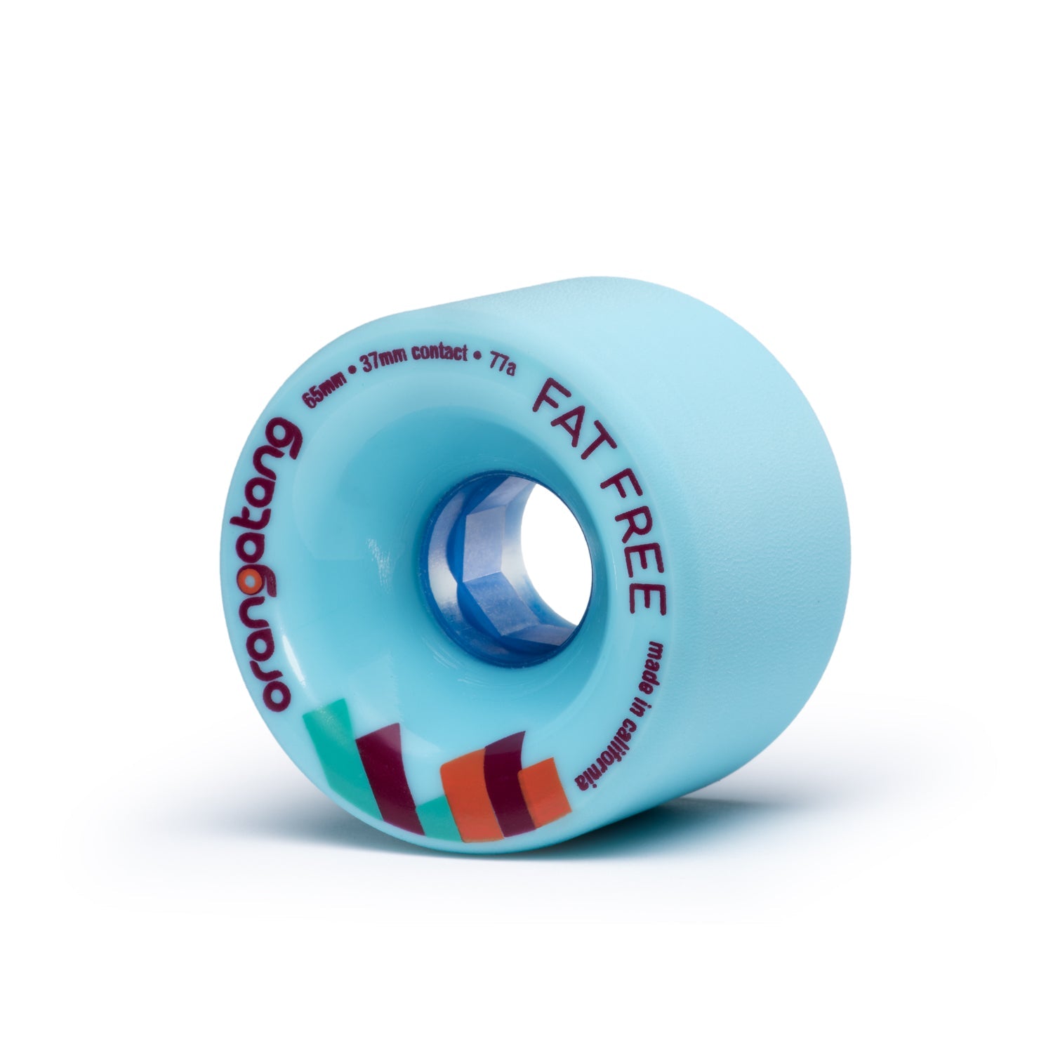 Orangatang 65mm Fat Free (77a, blue) longboard skateboard wheel (hero)