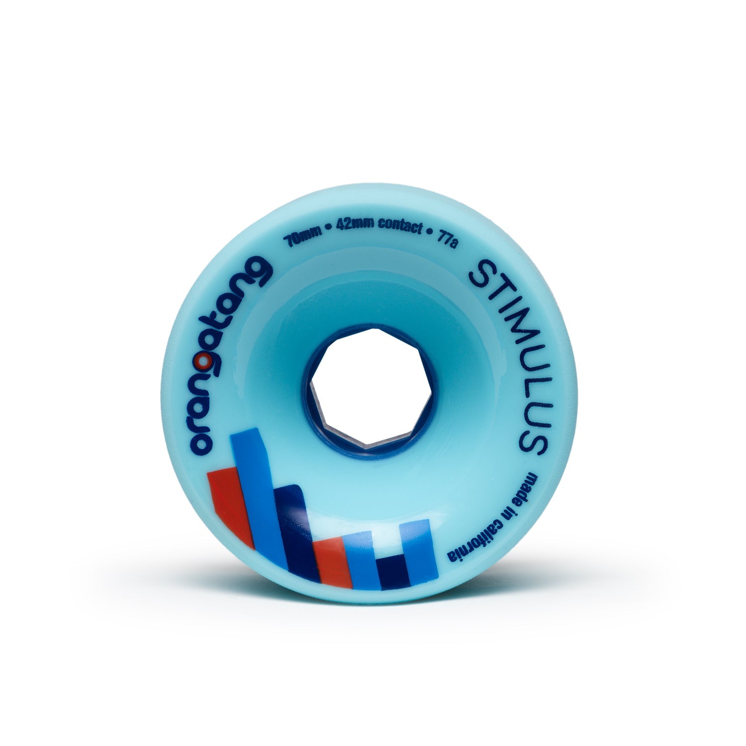Orangatang 70mm Stimulus (77a, blue) longboard skateboard wheel (hero)