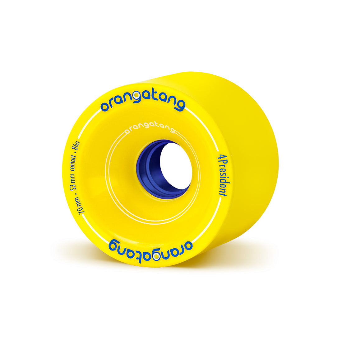 Orangatang 70mm 4President (86a, yellow) longboard skateboard wheel (hero)