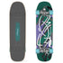 Top and bottom isometric views of Loaded Bolsa II (Jazz Graphic) skateboard complete with Carver CX trucks and Orangatang Love Handles wheels.