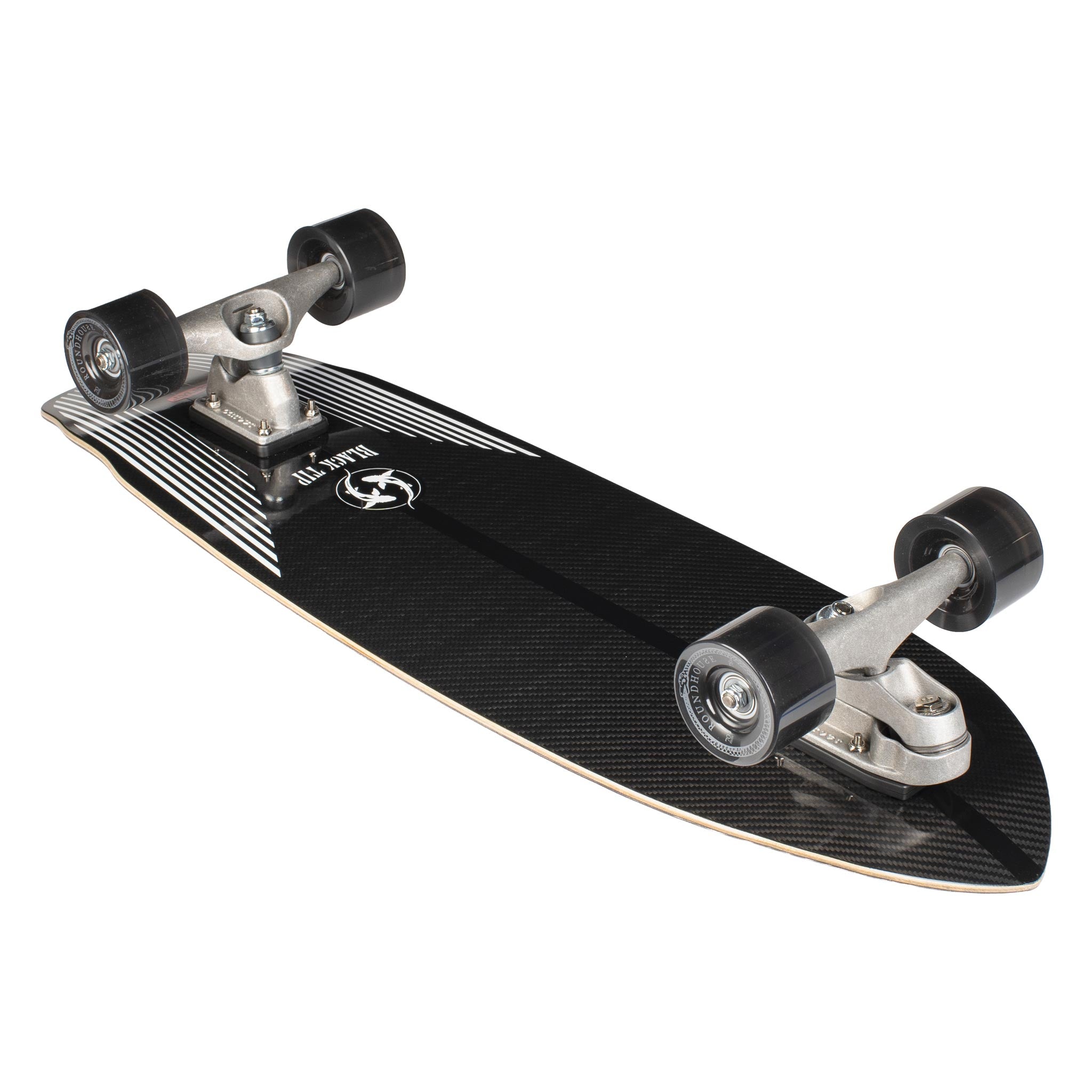 Carver Black Tip Carbon Fiber, 32.5" | C7 Surfskate Complete (bottom front view)