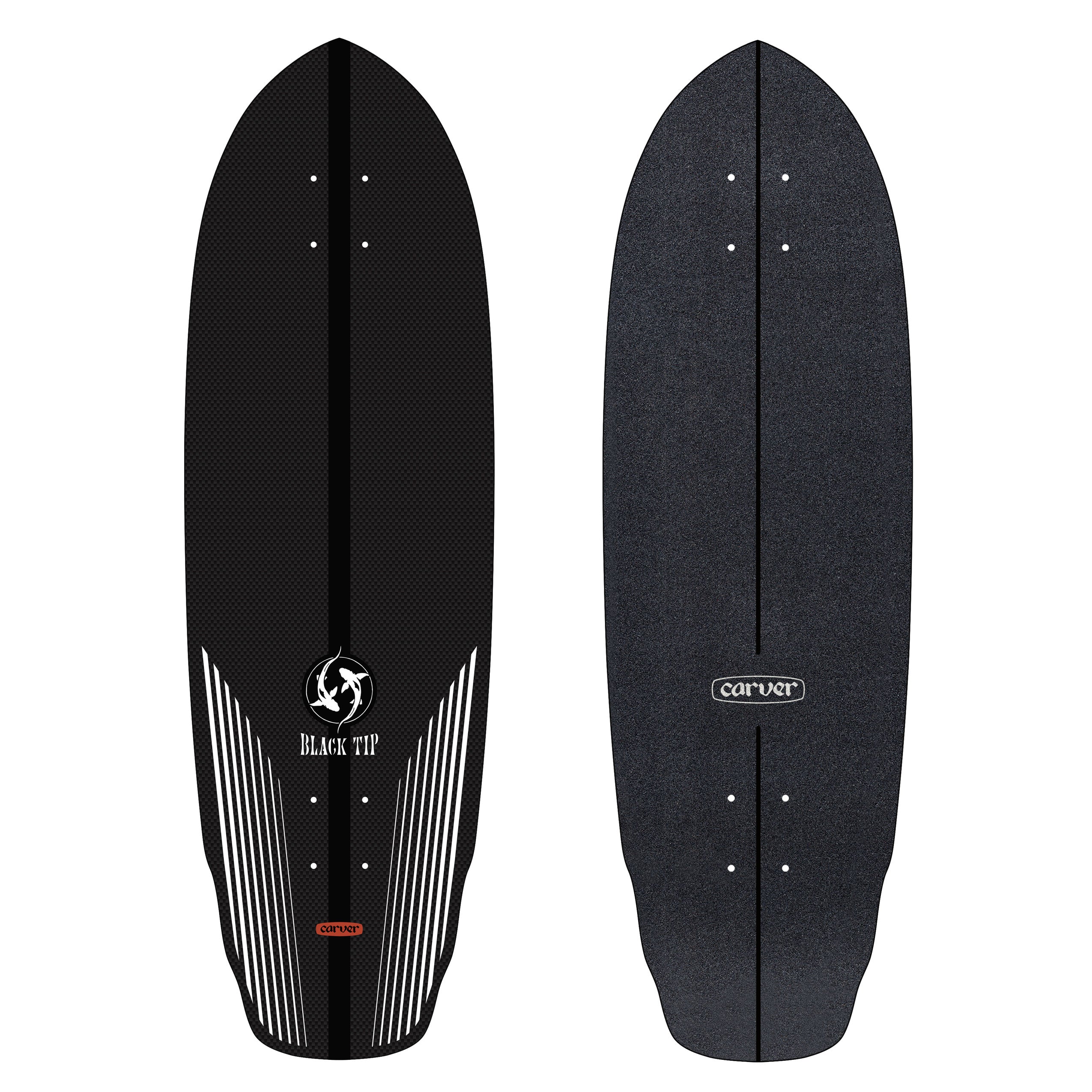 Carver Black Tip Carbon Fiber, 32.5" | Surfskate Deck