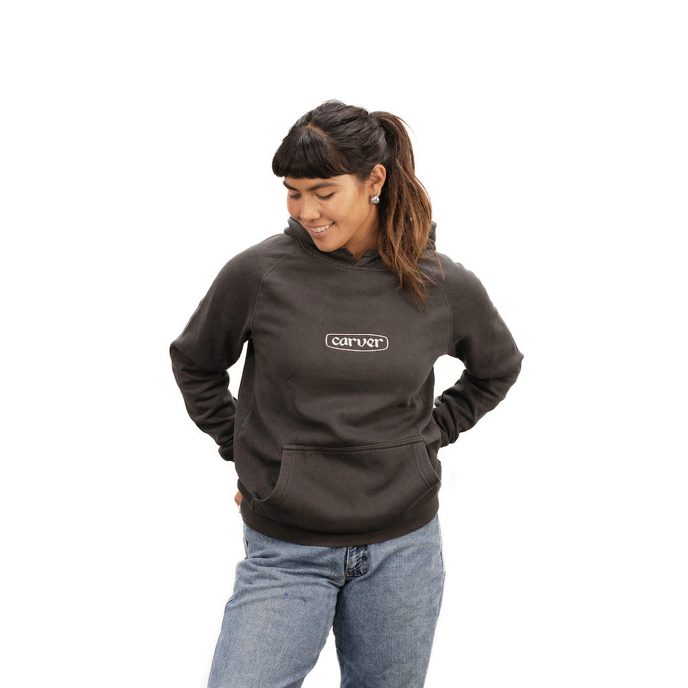 Carver Logo Pullover Hoodie, Faded Black