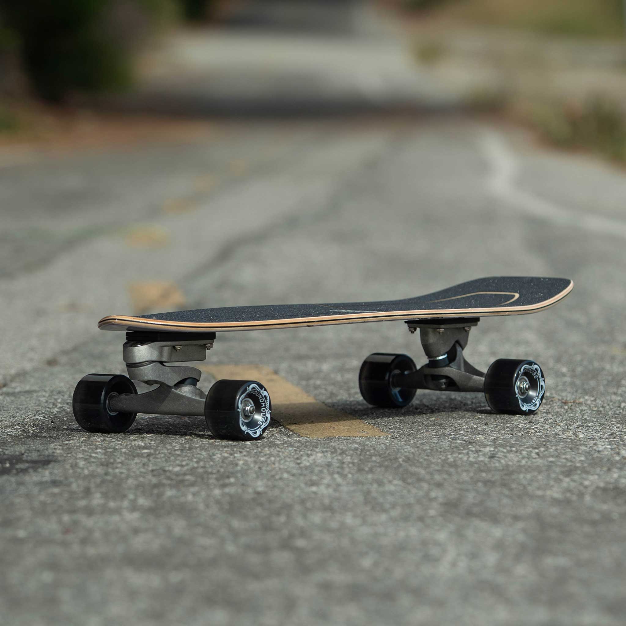Skateboard on a road with a blurred background