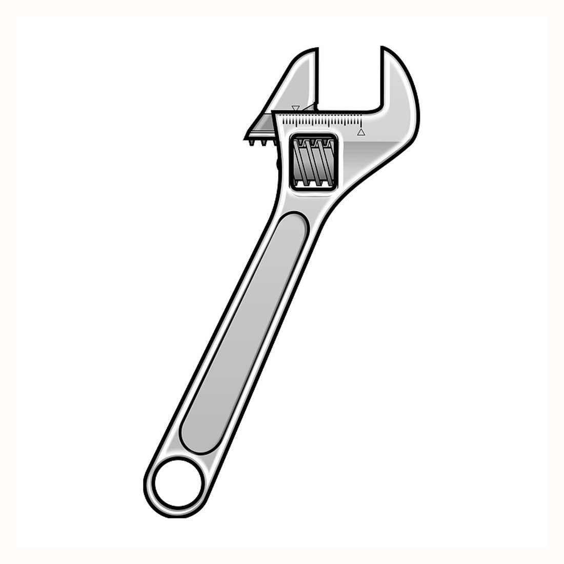An adjustable wrench.